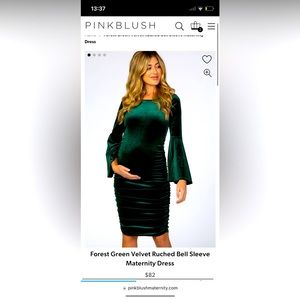 PinkBlush forest green velvet maternity dress